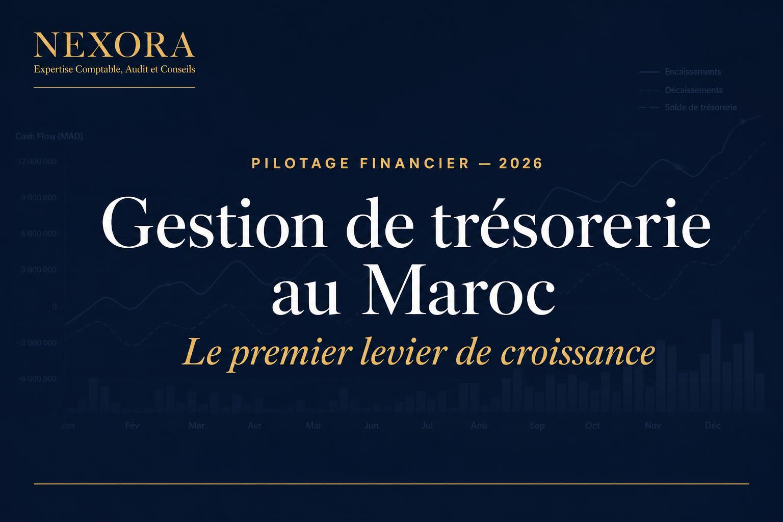 Gestion de trésorerie au Maroc en 2026 : pourquoi elle devient essentielle pour les entreprises — NEXORA Expertise Comptable, Audit et Conseils Gestion de trésorerie au Maroc en 2026 : pourquoi elle devient essentielle pour les entreprises — NEXORA Expertise Comptable, Audit et Conseils