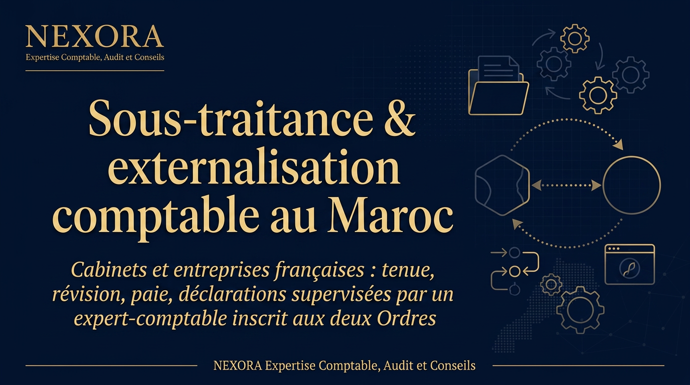 Sous-traitance comptable au Maroc : externalisation pour cabinets d'expertise comptable et entreprises françaises en 2026 — NEXORA Expertise Comptable, Audit et Conseils Sous-traitance comptable au Maroc : externalisation pour cabinets d'expertise comptable et entreprises françaises en 2026 — NEXORA Expertise Comptable, Audit et Conseils